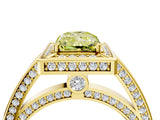 Yellow gold Fancy Yellow Radiant  Cut Halo Pave Split Shank Prong Setting Ring_57