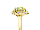Yellow gold Fancy Yellow Radiant Cut Halo Round Diamond Solitaire Engagement Ring with Pave Band and Four-Prong Setting_17