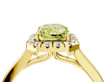 Yellow gold Fancy Yellow Radiant Cut Halo Round Diamond Solitaire Ring with Pavé Band and Four-Prong Setting_4