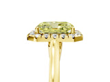 Yellow gold Fancy Yellow Radiant Cut Halo Round Diamond Solitaire Ring with Pavé Band and Four-Prong Setting_5
