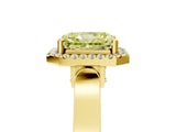 Yellow gold Fancy Yellow Radiant Cut Halo Round Diamond Twist Band with Four-Prong Setting_5