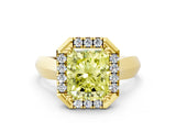Yellow gold Fancy Yellow Radiant  Cut Halo Solitaire Engagement Ring with Square Band and Four-Prong Setting_12