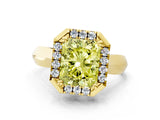 Yellow gold Fancy Yellow Radiant  Cut Halo Solitaire Engagement Ring with Square Band and Four-Prong Setting_183