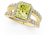 Yellow gold Fancy Yellow Radiant  Cut Halo Split Shank Diamond Ring with Four-Prong Setting_45