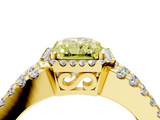 Yellow gold Fancy Yellow Radiant  Cut Halo Split Shank Diamond Ring with Four-Prong Setting_48