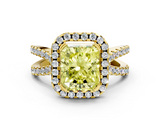 Yellow gold Fancy Yellow Radiant  Cut Halo Split Shank Pave Set Ring_62