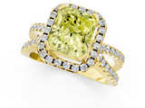 Yellow gold Fancy Yellow Radiant  Cut Halo Split Shank Pave Set Ring_63