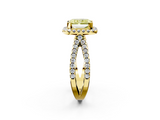Yellow gold Fancy Yellow Radiant  Cut Halo Split Shank Pave Set Ring_64