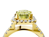 Yellow gold Fancy Yellow Radiant  Cut Halo Split Shank Pave Set Ring_66