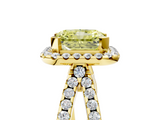 Yellow gold Fancy Yellow Radiant  Cut Halo Split Shank Pave Set Ring_67