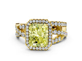 Yellow gold Fancy Yellow Radiant  Cut Halo Split Shank Prong Setting Ring_12