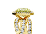 Yellow gold Fancy Yellow Radiant  Cut Halo Split Shank Prong Setting Ring_17