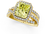 Yellow gold Fancy Yellow Radiant  Cut Halo Split Shank Prong Setting Ring_59