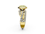 Yellow gold Fancy Yellow Radiant  Cut Halo Split Shank Prong Setting Ring_60