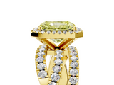 Yellow gold Fancy Yellow Radiant  Cut Halo Split Shank Prong Setting Ring_63