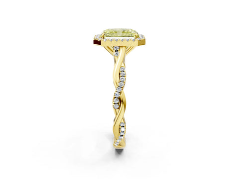 Yellow gold Fancy Yellow Radiant Cut Halo Twist Band with Four-Prong Setting_14