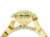 Yellow gold Fancy Yellow Radiant Cut Halo Twist Band with Four-Prong Setting_16