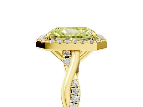 Yellow gold Fancy Yellow Radiant Cut Halo Twist Band with Four-Prong Setting_17