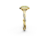 Yellow gold Fancy Yellow Radiant  Cut Halo Twisted Band Four-Prong Ring_21