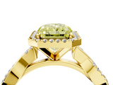 Yellow gold Fancy Yellow Radiant  Cut Halo Twisted Band Four-Prong Ring_23