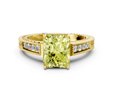 Yellow gold Fancy Yellow Radiant  Cut Milgrain Channel Set Engagement Ring with Solitaire Prong Setting_62