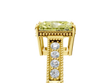 Yellow gold Fancy Yellow Radiant  Cut Milgrain Channel Set Engagement Ring with Solitaire Prong Setting_67
