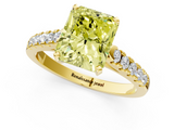 Yellow gold Fancy Yellow Radiant  Cut Pavé Band Solitaire Ring with Four-Prong Setting_44