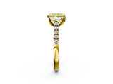 Yellow gold Fancy Yellow Radiant  Cut Pavé Band Solitaire Ring with Four-Prong Setting_45