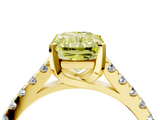 Yellow gold Fancy Yellow Radiant  Cut Pavé Band Solitaire Ring with Four-Prong Setting_47