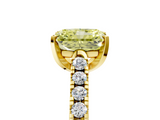Yellow gold Fancy Yellow Radiant  Cut Pavé Band Solitaire Ring with Four-Prong Setting_48