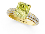 Yellow gold Fancy Yellow Radiant  Cut Pave Diamond Engagement Ring with Channel Set Band and Four-Prong Setting_22