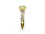 Yellow gold Fancy Yellow Radiant  Cut Pave Diamond Engagement Ring with Channel Set Band and Four-Prong Setting_23