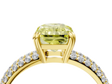 Yellow gold Fancy Yellow Radiant  Cut Pave Diamond Engagement Ring with Channel Set Band and Four-Prong Setting_25