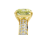 Yellow gold Fancy Yellow Radiant  Cut Pave Diamond Engagement Ring with Channel Set Band and Four-Prong Setting_26