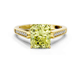 Yellow gold Fancy Yellow Radiant Cut Solitaire Cathedral Diamond Engagement Ring with Channel-Set Band and Four-Prong Setting_3