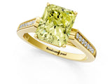 Yellow gold Fancy Yellow Radiant Cut Solitaire Cathedral Diamond Engagement Ring with Channel-Set Band and Four-Prong Setting_4