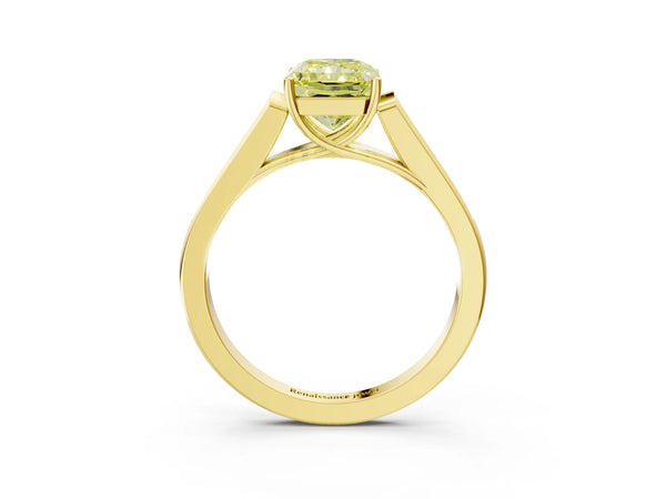 Yellow Gold Radiant Cut Cathedral Solitaire Engagement Ring Setting for Fancy Yellow Center
