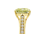 Yellow gold Fancy Yellow Radiant Cut Solitaire Cathedral Diamond Engagement Ring with Channel-Set Band and Four-Prong Setting_8
