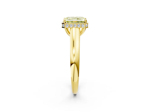Yellow gold Fancy Yellow Radiant Cut Solitaire Diamond Engagement Ring with Four-Prong Setting and Tapered Band_2