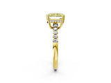 Yellow gold Fancy Yellow Radiant Cut Solitaire Diamond Engagement Ring with Pavé Band and Six-Prong Setting_14