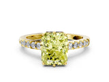 Yellow gold Fancy Yellow Radiant Cut Solitaire Diamond Engagement Ring with Pavé Band and Six-Prong Setting_24
