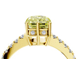 Yellow gold Fancy Yellow Radiant Cut Solitaire Diamond Engagement Ring with Pavé Band and Six-Prong Setting_28