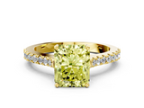 Yellow gold Fancy Yellow Radiant  Cut Solitaire Diamond Engagement Ring with Pave Band and Four-Prong Setting_147
