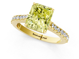 Yellow gold Fancy Yellow Radiant  Cut Solitaire Diamond Engagement Ring with Pave Band and Four-Prong Setting_148