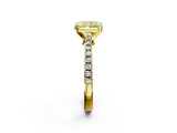 Yellow gold Fancy Yellow Radiant  Cut Solitaire Diamond Engagement Ring with Pave Band and Four-Prong Setting_149