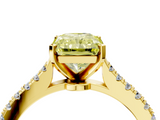 Yellow gold Fancy Yellow Radiant  Cut Solitaire Diamond Engagement Ring with Pave Band and Four-Prong Setting_151