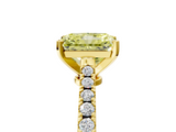 Yellow gold Fancy Yellow Radiant  Cut Solitaire Diamond Engagement Ring with Pave Band and Four-Prong Setting_152