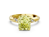Yellow gold Fancy Yellow Radiant Cut Solitaire Diamond Engagement Ring with Twisted Pave Band and Four-Prong Setting_3