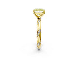 Yellow gold Fancy Yellow Radiant Cut Solitaire Diamond Engagement Ring with Twisted Pave Band and Four-Prong Setting_5