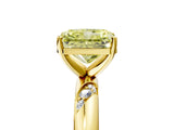 Yellow gold Fancy Yellow Radiant Cut Solitaire Diamond Engagement Ring with Twisted Pave Band and Four-Prong Setting_8